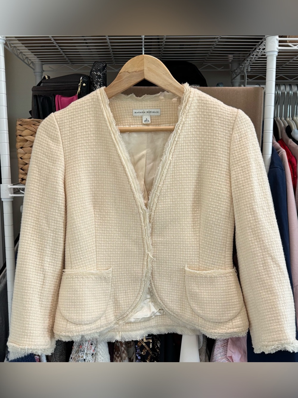 Banana Republic Wool Blazer Jacket Coat Cream Color Neutral Women’s size 4